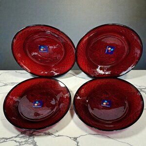 4-Arcoroc Luminarc Cristal d’Arques JG Durand Ruby Red Dessert Plates 8" w/ tags